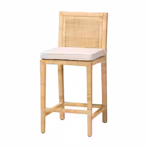 bali & pari Sofia 40.2 in. Natural Rattan Low Back Counter Height Bar Stool