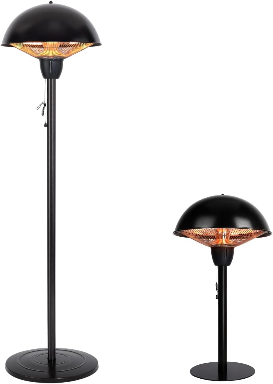 Star Patio Electric Patio Heater, Tabletop and Freestanding Heater, Infrared Heaters, Electric Outdoor Heater, Portable Heater, 1500W, STP1566-BT & STP1566-B-S-N1