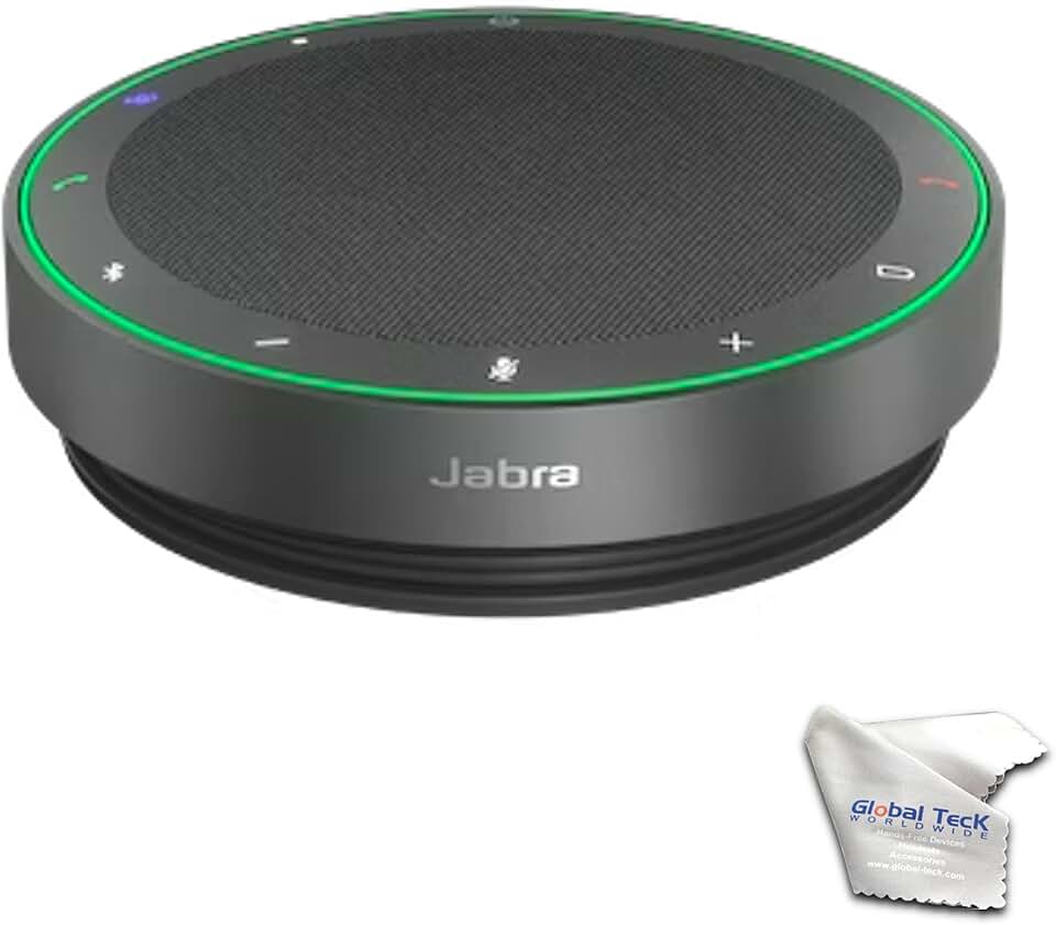 Jabra Speak2 75 MS (Teams) Bluetooth Speakerphone, Compatible with PC, Mac, Smartphone & Tablet - for Conferencing, Distance Learning, Remote Work, School, Streaming, GTW Microfiber Cloth