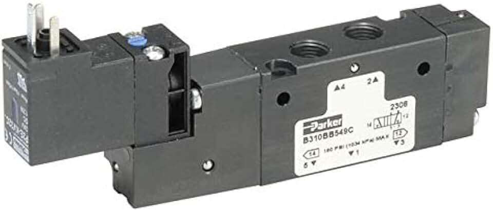 B310BB549C Series B3 Pneumatic 4-Way Air Control Valve, 2-Position-Air Return, 24 VDC, 15 mm Male 3-Pin DIN