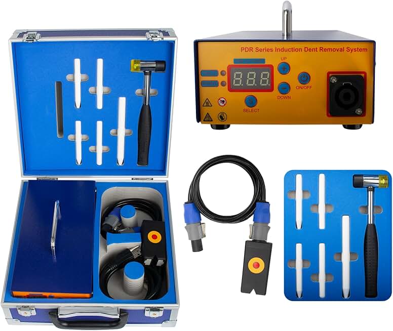 Paintless Induction Heater Machine for Car Minor Soft Dent Removing, 110V 1380W Auto Dent Removal Puller Kit w/Digital Screen, PDR Paintless Dent Repair Set