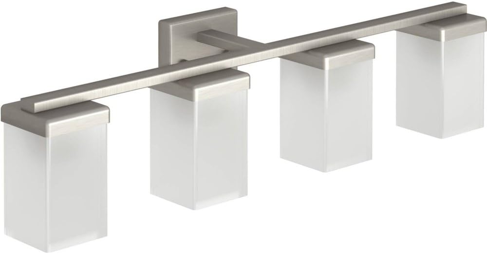 Moen YB8864BN 90 Degree 4 Dual-Mount Bath Bathroom Vanity Light Fixture with Frosted Glass, Brushed Nickel