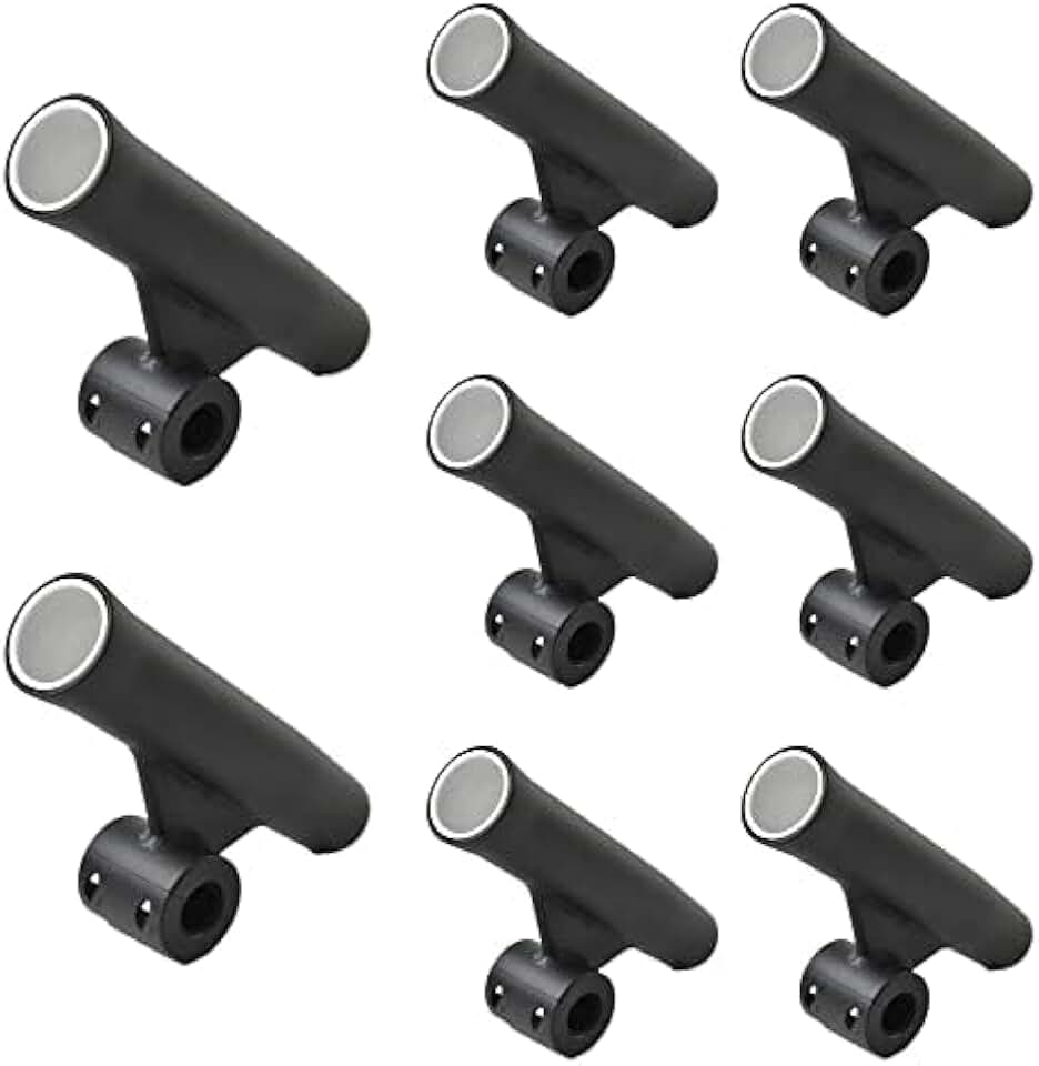 MARINE CITY Black Anodize Finish Aluminum Flared Weld-on White Vinyl Insert Adjustable Fishing Rod Holder (Length: 10 Inches Dia.:1-7/8 Inches) for Marines – Boats – Ships – Yachts (Pack of 8)