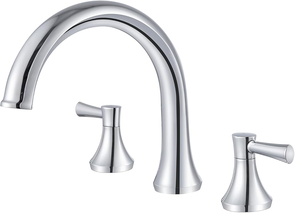 Roman Tub Faucet Deck Mount Tub Filler 2 Handles Chrome Bathtub Faucet Brass Bathroom Faucet