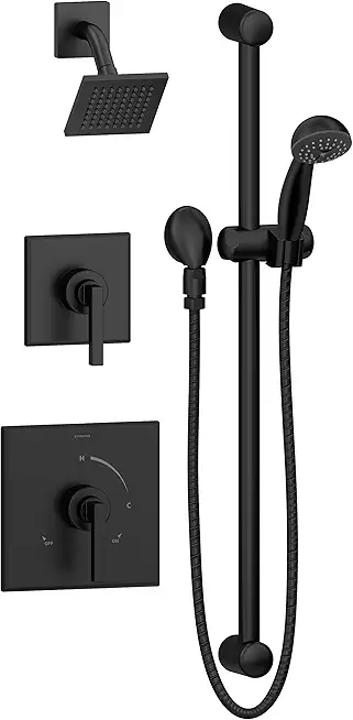 Symmons 3605-MB-SH4-1.5-TRM Duro 2-Handle 1-Spray Shower Trim with 1-Spray Hand Shower in Matte Black (Valves Not Included)