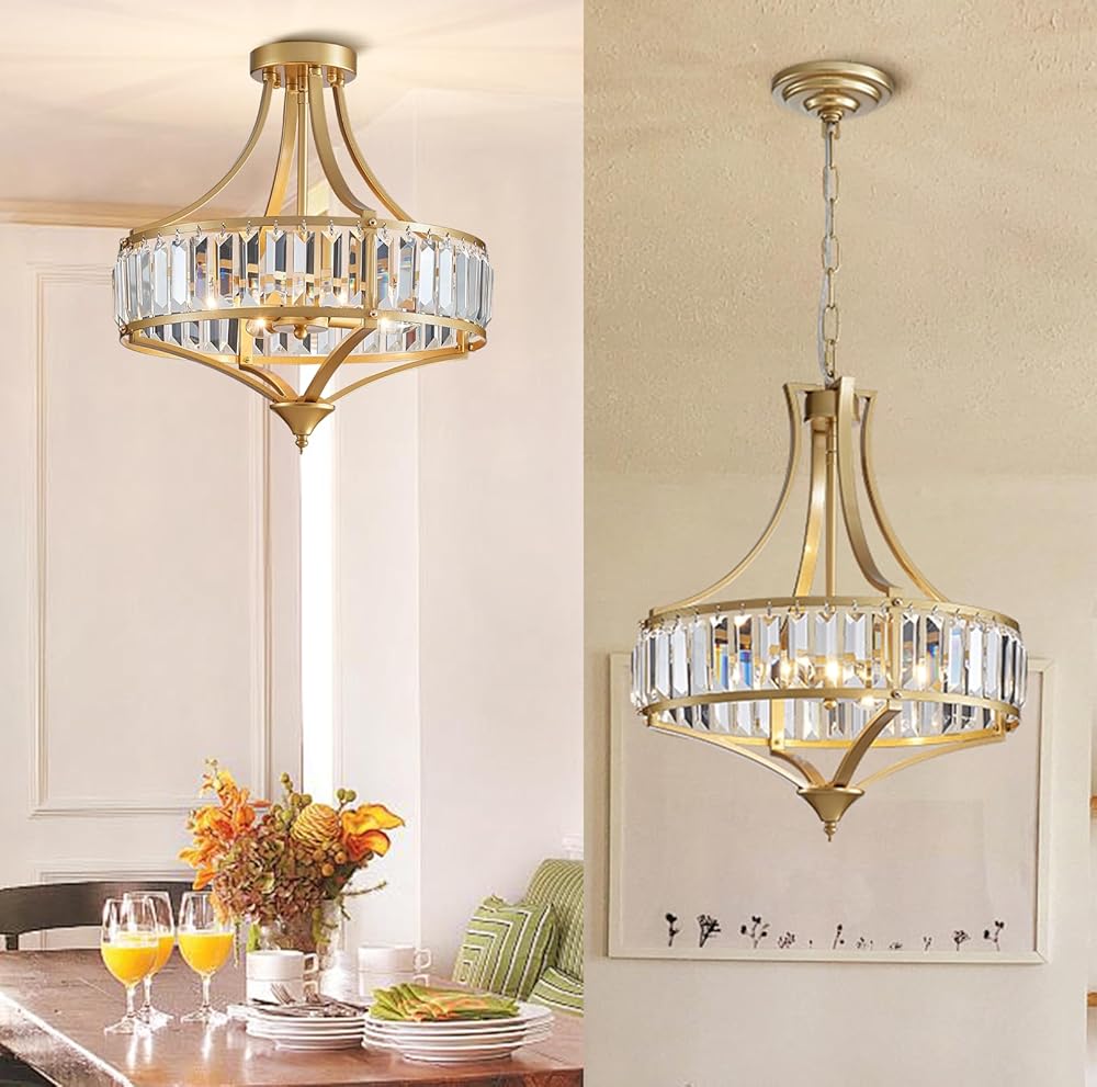 Modern Gold Crystal Ceiling Light Bundle