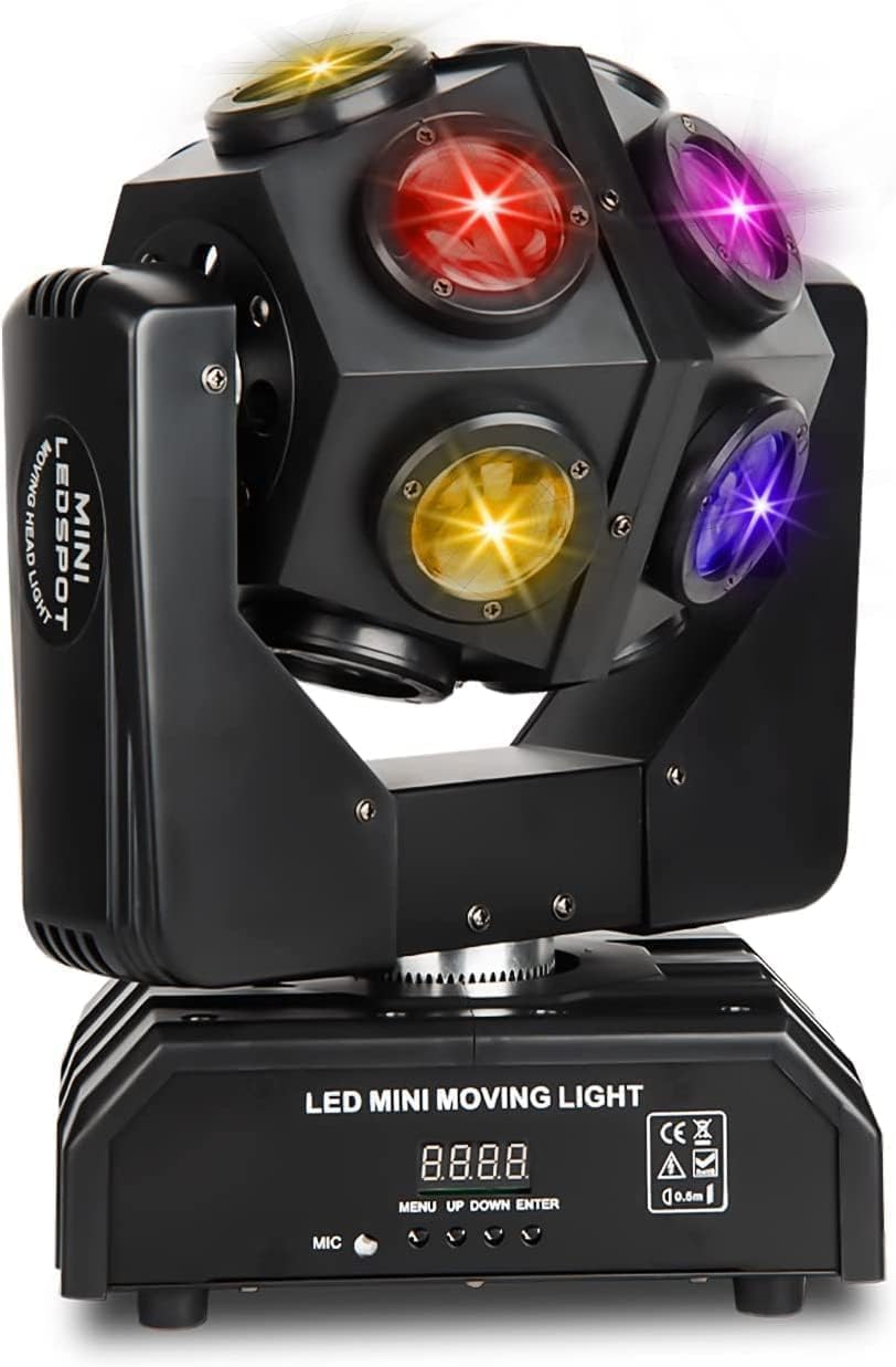 Moving Head Beam Light LED RGBW Rotation Moving Head Disco Light DJ Lights DMX 512 with Sound Activated for Stage Lighting Party Disco Club (12)