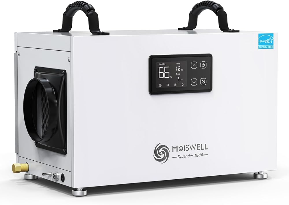 145 Pints Commercial Dehumidifier with Pump, Crawlspace Dehumidifiers with Drain Hose for Compact Tight Basements Large Spaces, 5-Year Warranty