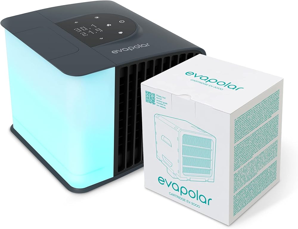 Bundle - 2 items: Evapolar evaSMART Personal Evaporative Air Cooler (Grey) and extra replacement cartridge