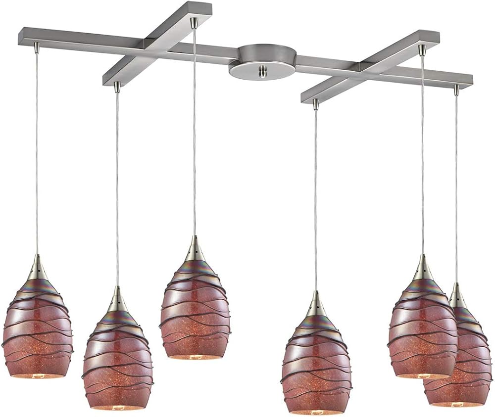 31668/6 Pendant Light, Satin Nickel