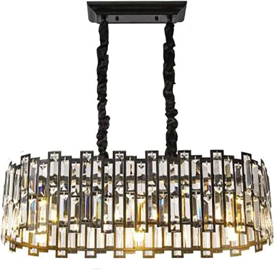 Round Crystal Hanging Ceiling Light,Modern Crystal Chandelier Romantic Led Light for Dining Room,Living Room,Kitchen Island,Bedroom-Black 753320Cm