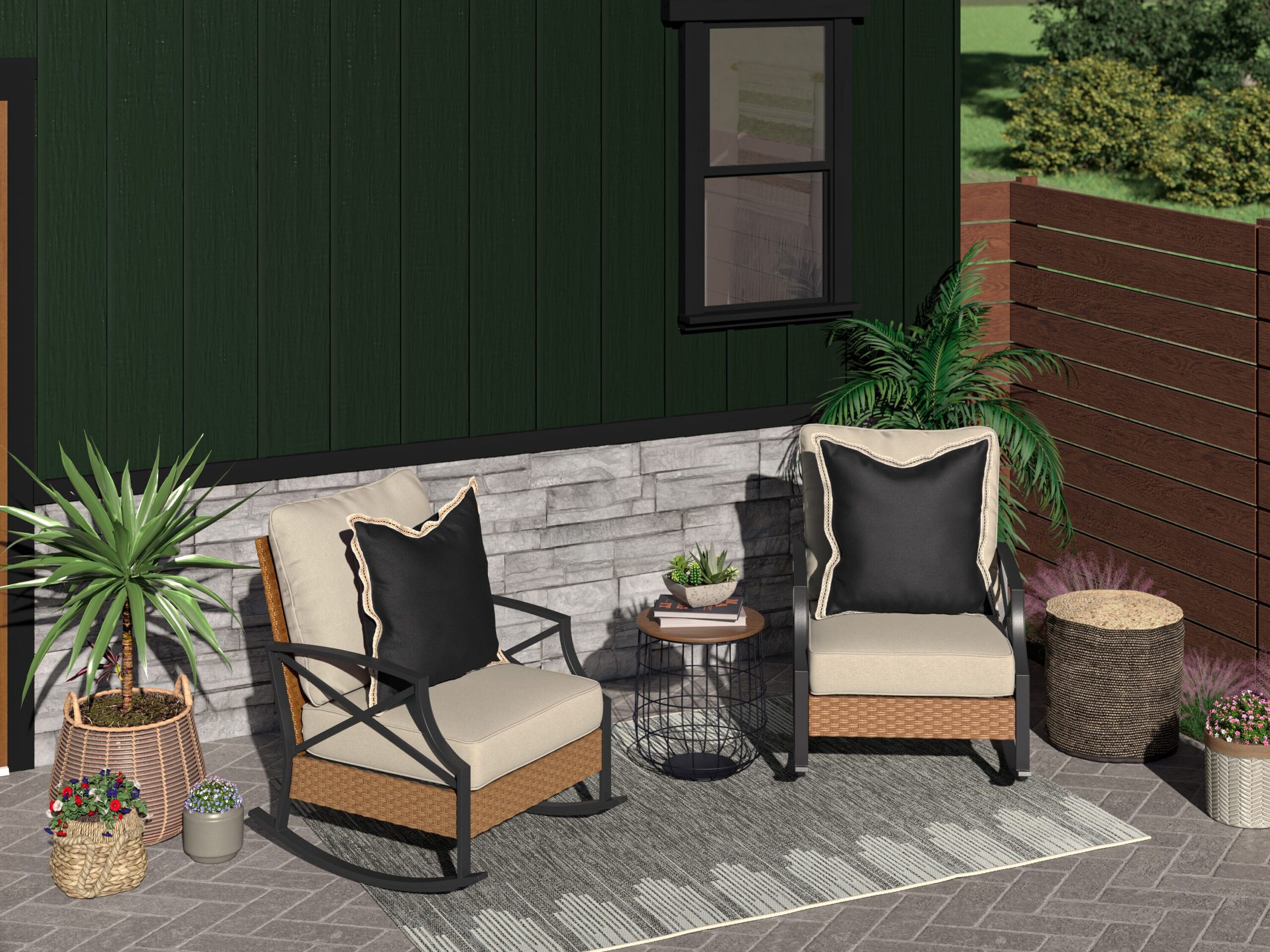 Style Selections Round Outdoor End Table 16.25-in W x 16.25-in L   Matte Black