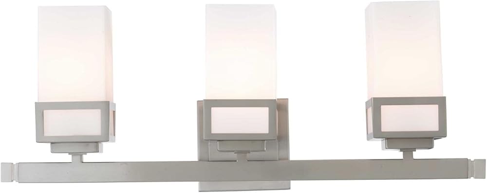 Livex Lighting 10083-91 Contemporary Modern Three Light Bath Vanity from Harding Collection in Pwt, Nckl, B/S, Slvr. Finish, Brushed Nickel, 23.875 x 6.25 x 8.5