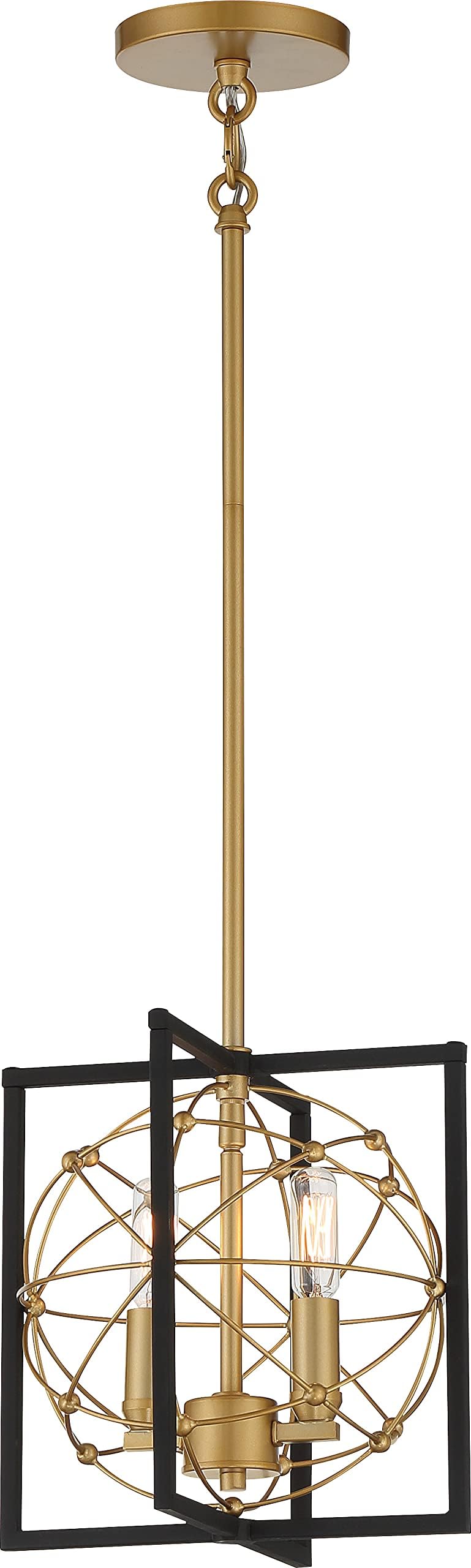 Minka Lavery 3912-707A Titans Trace Pendant, 2-Light 120 Total Watts, Sand Coal with Painted Honey Gold