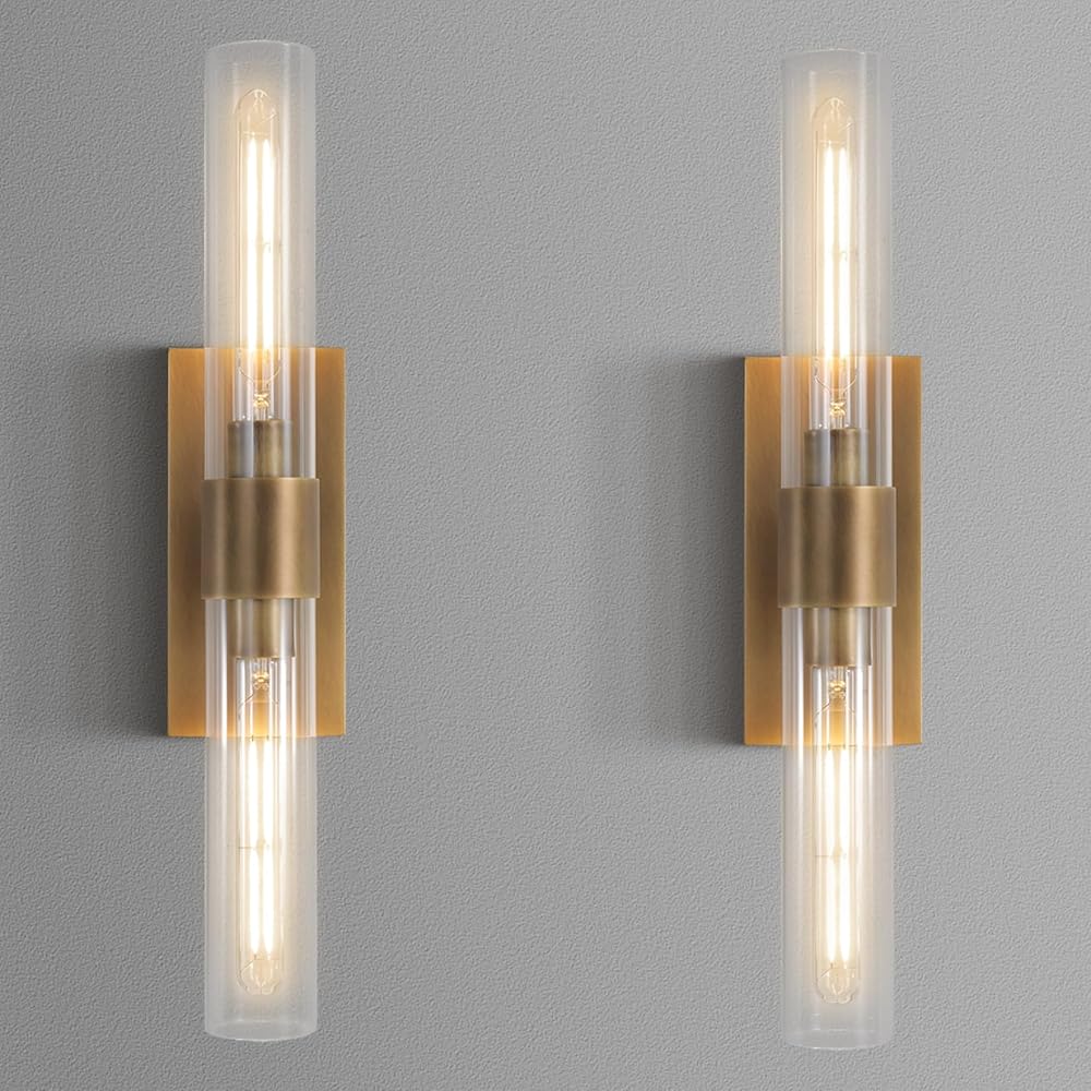 Gold Wall Sconces Set of Two, Brass 22.8