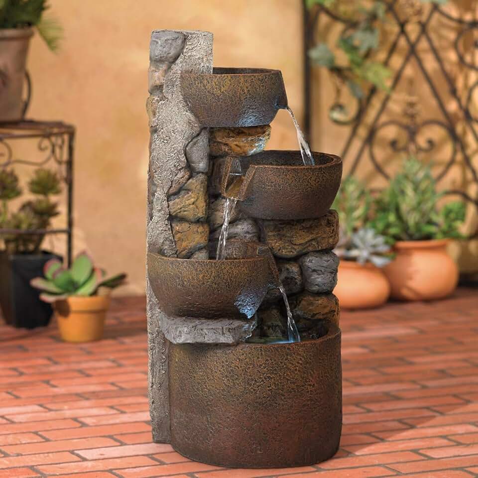 Ashmill Urn Rustic Outdoor Floor Cascading Fountain 29