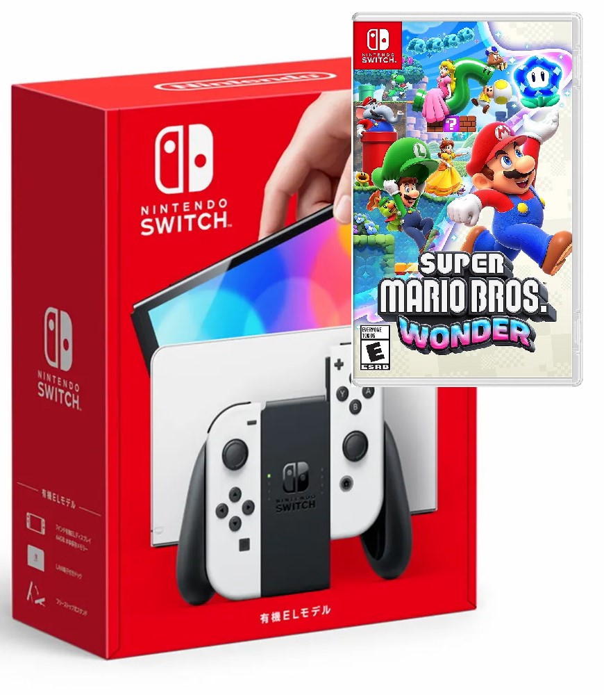 Nintendo Switch  OLED Model W/White Joy-Con Console with Super Mario Bros. Wonder Game- Limited Bundle