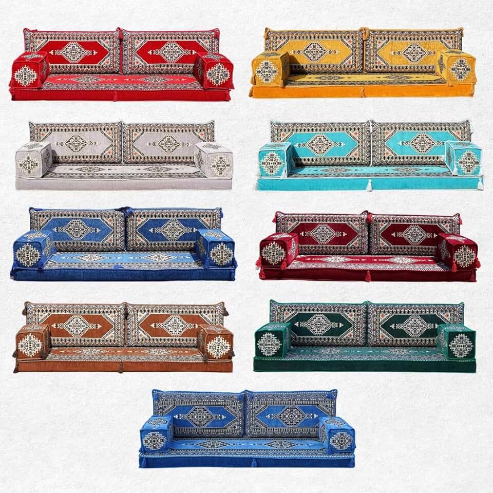 Single Arabic Floor Seating Cushions, Arabic Majlis Floor Sofa, Reading Nook, Love seat Sofa, Single Floor Couch, Ottoman Floor Pillow (Gray)