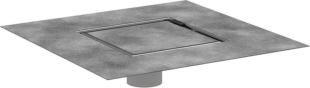 hansgrohe RainDrain Rock Square Shower Drain Set with Rough and in Nature Stone, Stainless Steel Shower Floor Drain