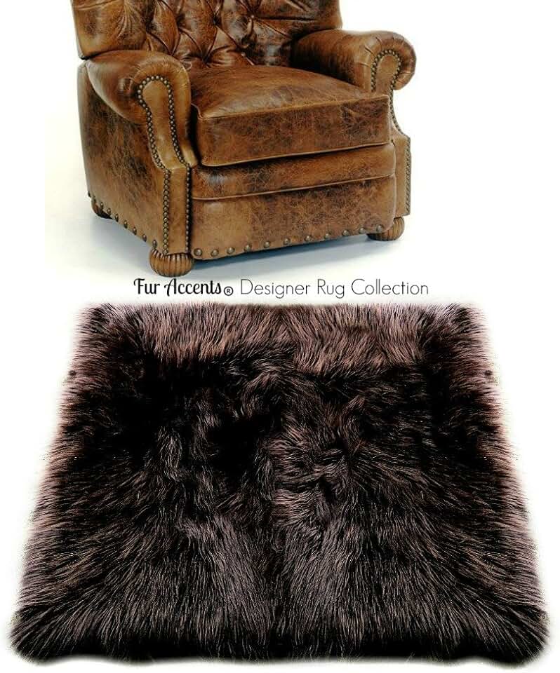 Fur Accents Faux Fur Area Rug - Choose Colors, Faux Sheepskin, Rectangle Carpet, Soft Flexible Plush Rug, Kid and Animal Friendly Made in The USA (4'x6', Brown)