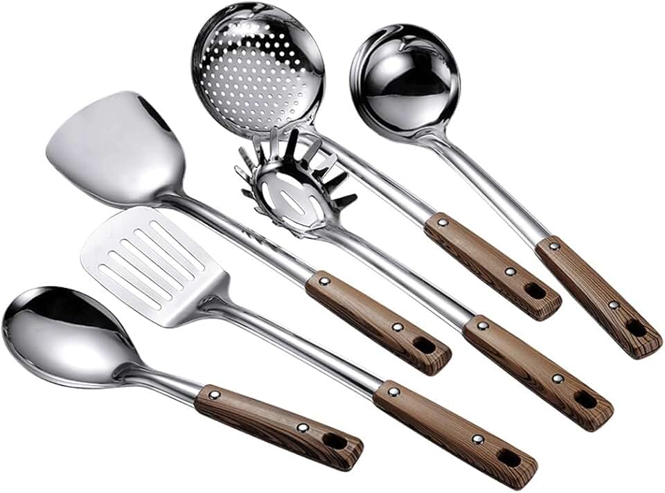 Stainless Steel Spatula Spoon Kitchen Utensils Wok Spatula With Shovel Scoop Kitchen Cooking Tool, 06 pieces