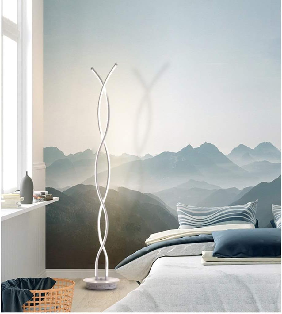 Corner Floor lamp Dimmable LED Floor Lamp White Remote Control Function Wrial Living Room Lamp Adjustble Color Temperature Bedroom Light (Color : White Light, Size : 110V)