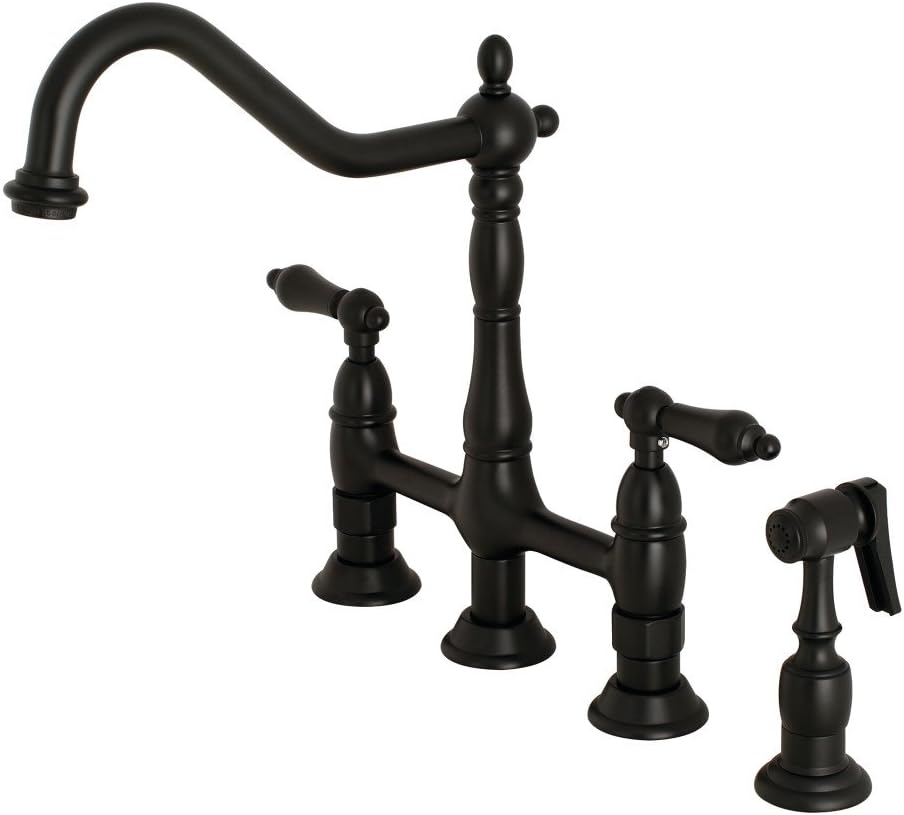 Kingston Brass KS1270ALBS Heritage Bridge Kitchen Faucet, 8-9/16