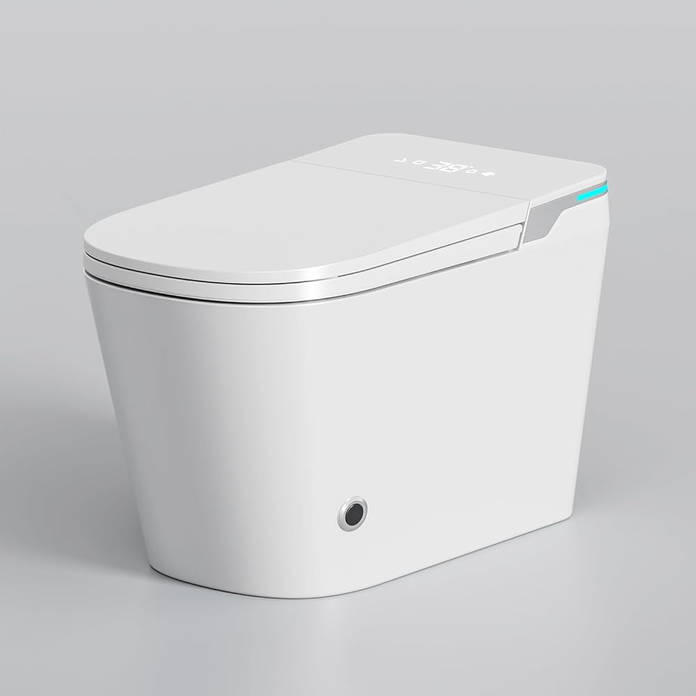 Smart Toilet With Bidet Built In, Modern Toilet Bidet Combo With Heated Seat, Elongated Electric Toilet With Instant Warm Water, Air Dryer, Auto Flush, Digital Display, Remote Control