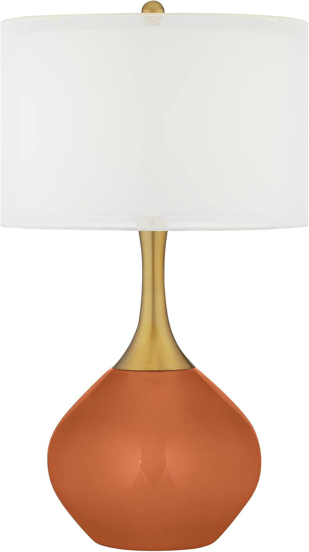 Color + Plus Robust Orange Nickki Brass Modern Table Lamp