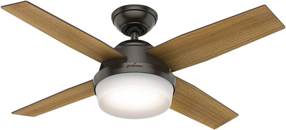 Hunter Fan Company, 59444, 44 inch Dempsey Noble Bronze Ceiling Fan with LED Light Kit and Handheld Remote