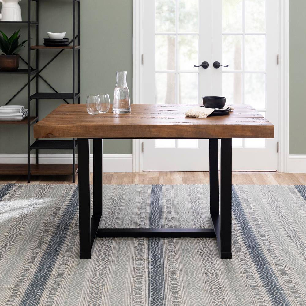 Welwick Designs 52 in. Reclaimed Barnwood Distressed Solid Wood Dining Table