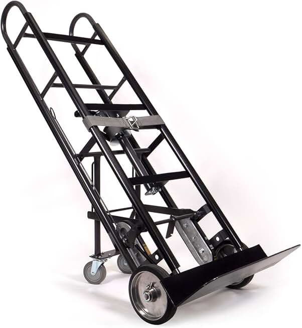 US Cargo Control Appliance Truck with Kickback - Industrial Steel Appliance Hand Truck, 1,200 LBS. Capacity, with Single Auto Recoil Strap System & Stair Climbers - Heavy Duty Appliance Dolly