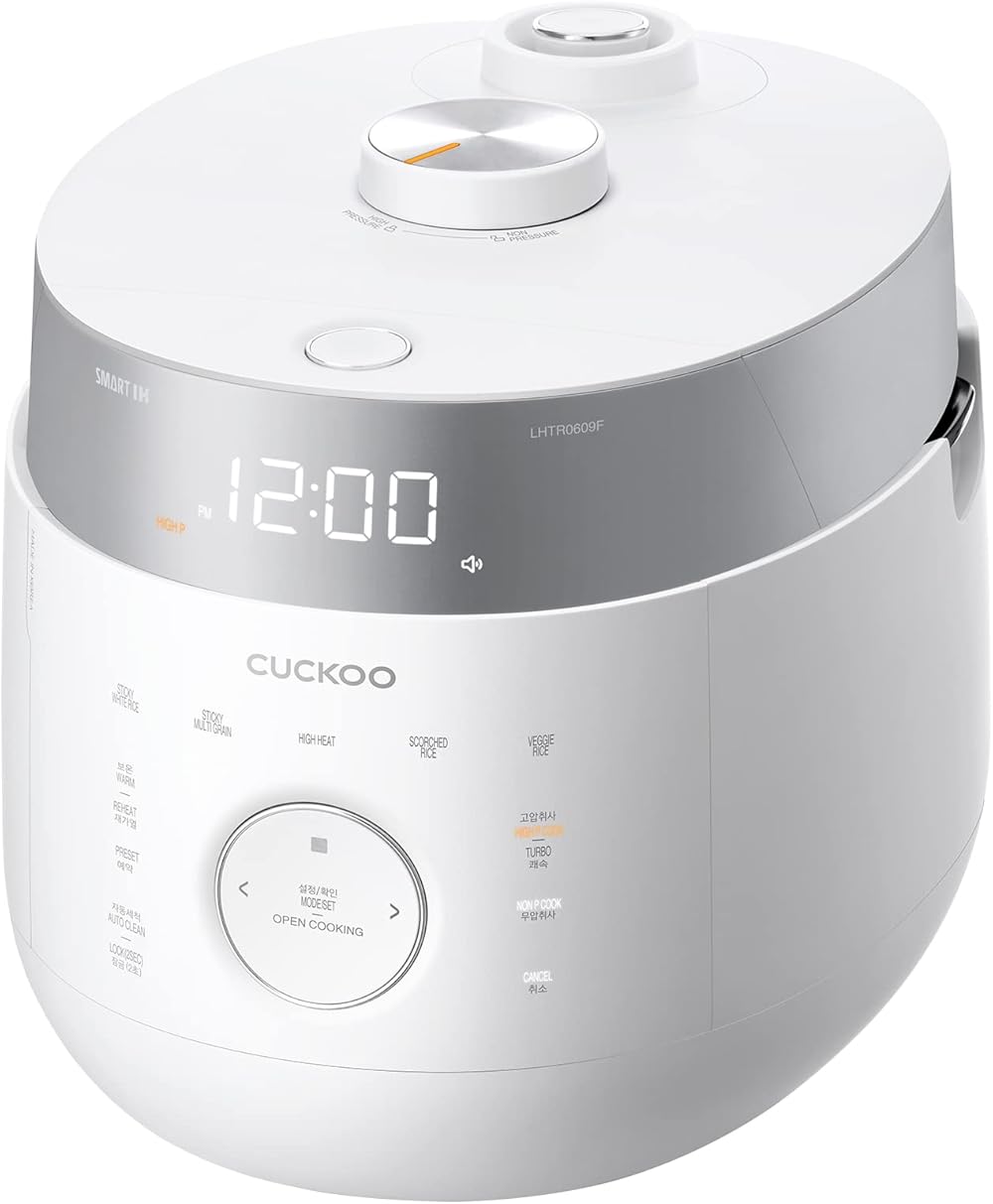CUCKOO CRP-LHTR1009FW 10-Cup (Uncooked) / 20-Cup (Cooked) Induction Heating Twin Pressure Rice Cooker with Nonstick Inner Pot, 16 Menu Modes, 3 Voice Guide, Auto Clean (White)