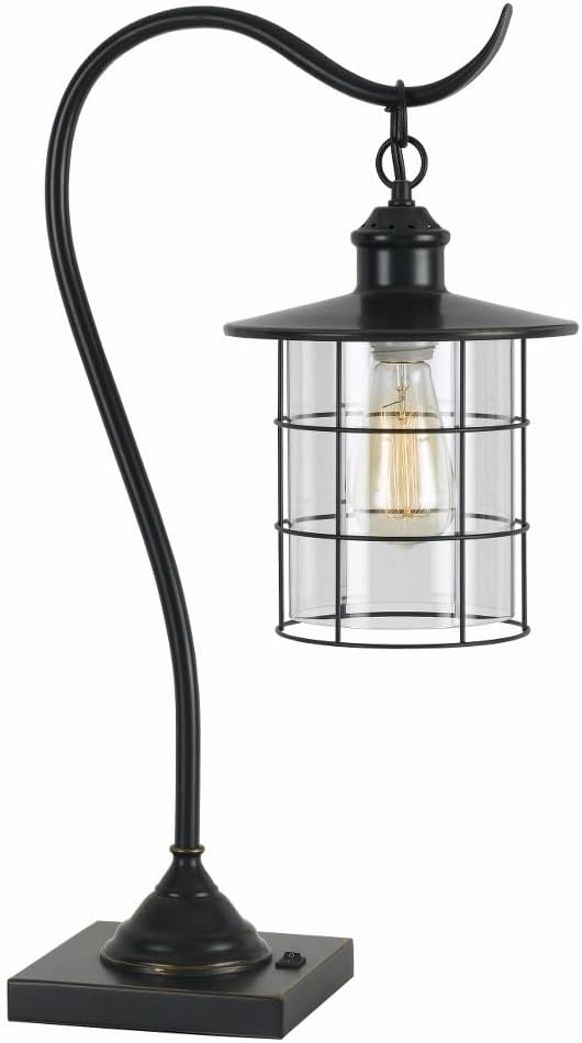 Cal Lighting 60W Silverton Desk Lamp (Edison Bulb Included), Dark Bronze, BO-2668DK-DB