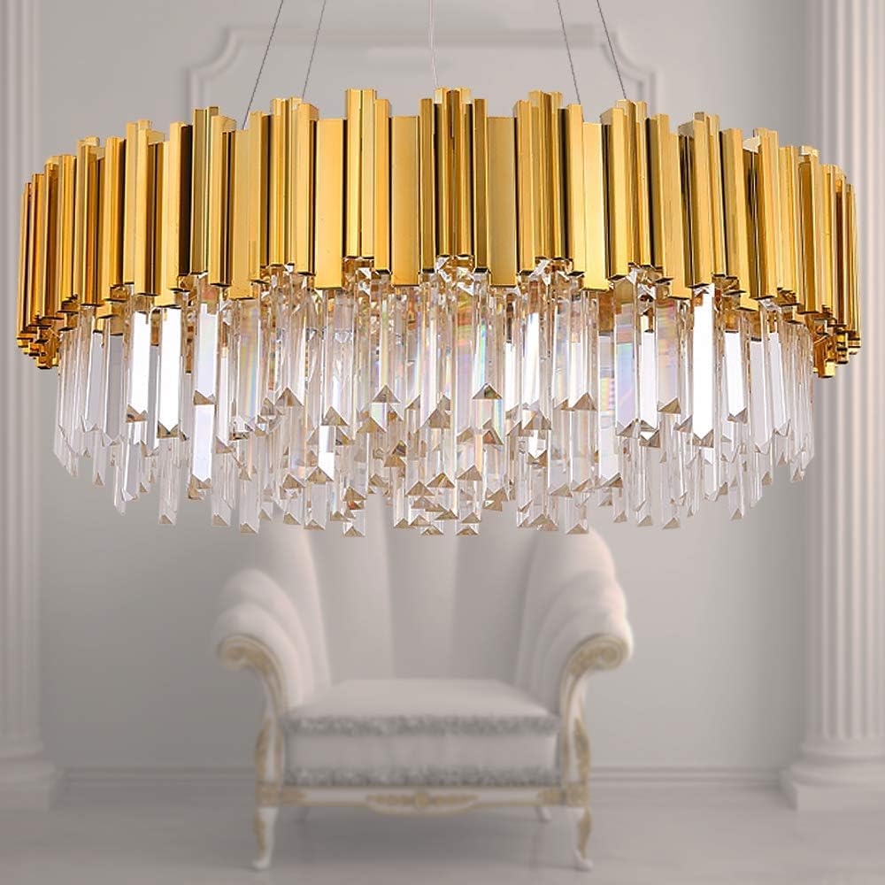 Raindrop Gold Plated Modern Crystal Chandelier Lights Luxury Pendant Ceiling Light Contemporary Chandeliers Lighting Fixture for Dining Living Room Kitchen Island Bedroom W27.6
