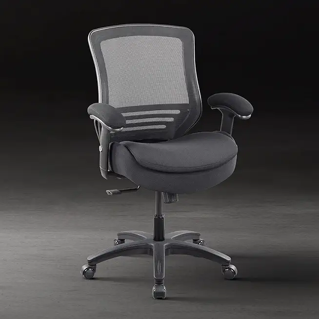 BOLISS Ergonomic Mesh Computer Desk Office Chair with Super Soft Adjustable Arms,Molded Double Seat Cushion Foam Seat and Lumbar Support -All in Black