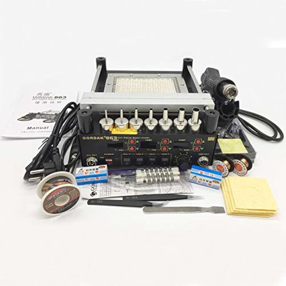 Soldering BGA rework station Occus 863 3 in1 Heat Gun Soldering Station+Electric soldering iron+IR preheating station for BGA SMD repair - (Color: Blue, Plug Type: EU)