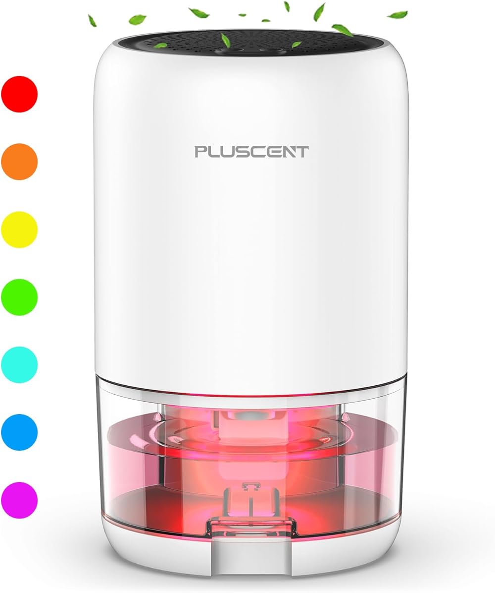 Dehumidifiers for Home Up to 280 sq.ft with Auto-Off, Two Working Mode, 7 Colorful LED Light, 35oz Quiet and Portable Dehumidifiers