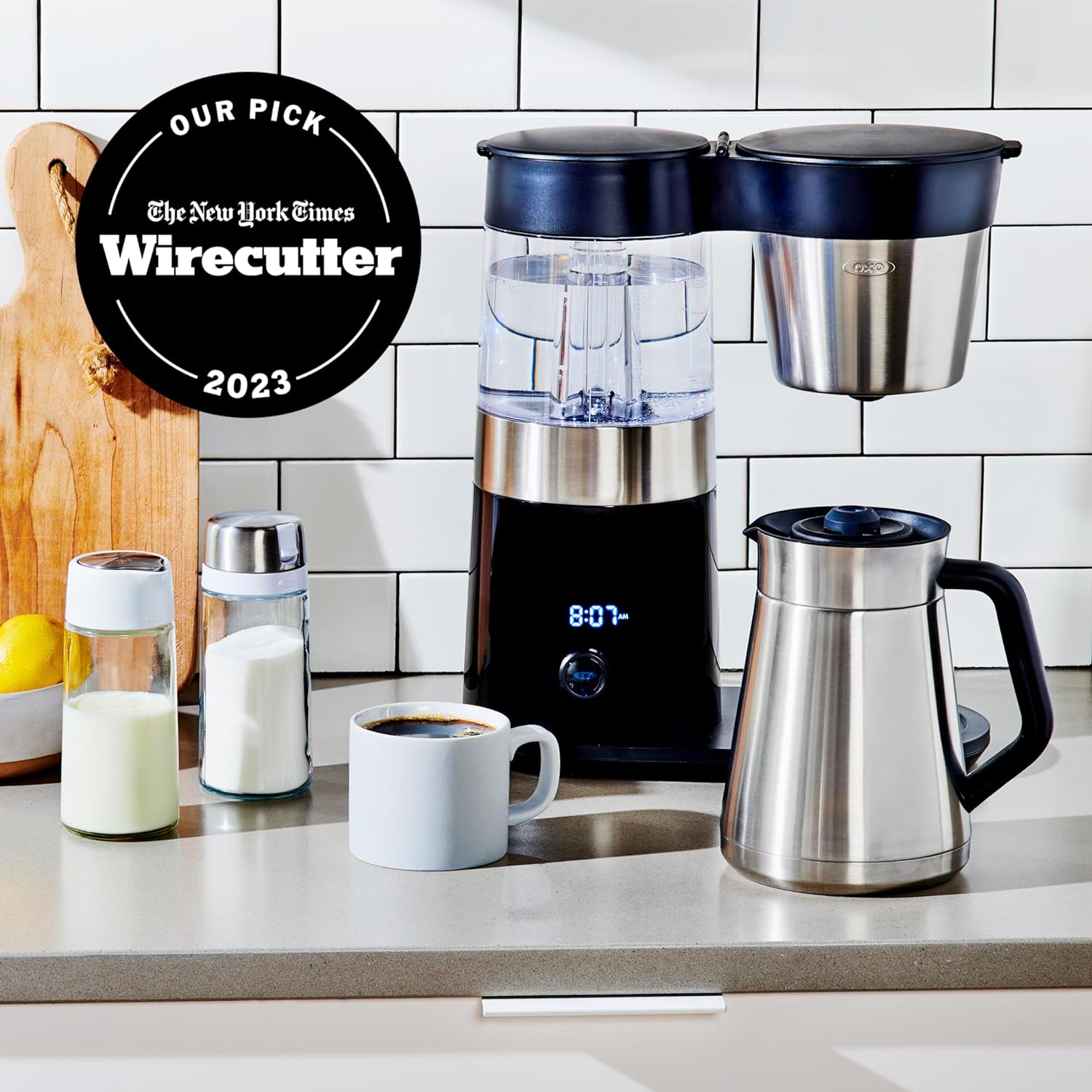 OXO Brew 9 Cup Stainless Steel Coffee Maker, Silver, Black