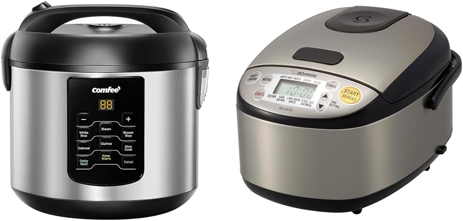 COMFEE' 2QT Multi Cooker Bundle with Zojirushi 3-Cup Rice Cooker, Stainless Steel
