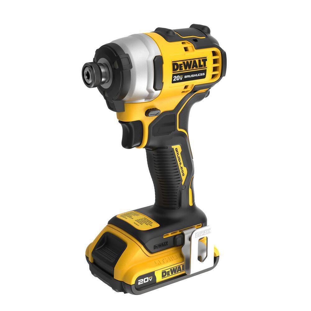 DEWALT DCF809D1 ATOMIC 20V Max Lithium-Ion Brushless Cordless Compact 1/4 in. Impact Driver Kit with 2.0Ah Battery, Charger and Bag