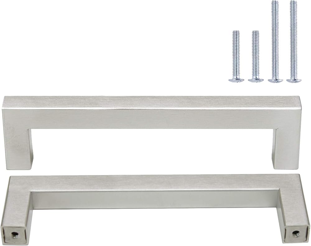 Gobrico 50 Pack Stainless Steel Cabinet Pulls 5 inch Hole Centers Brushed Nickel Drawer Handles Drawer Knobs for Kitchen Bedroom Bathroom