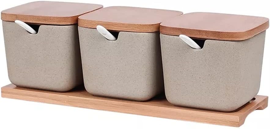 Kitchen ceramic seasoning jar with lid set seasoning pepper storage bottle food container