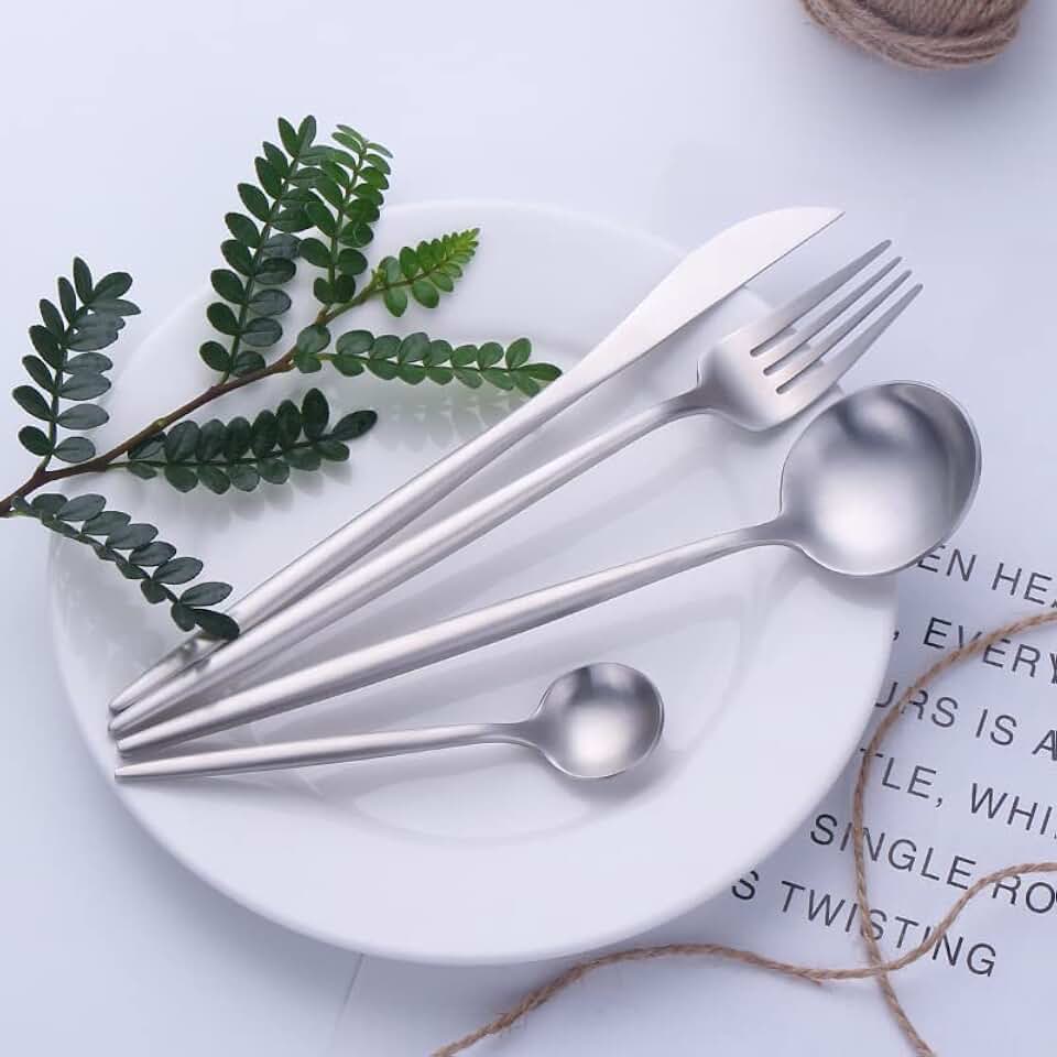 32 Piece Silverware Set for 8 Stainless Steel Flatware Set,Gold Cutlery Set Utensils Set,Kitchen Eating Tableware Forks Knives Spoons for Home Restaurant Wedding, Satin Finish Color Handle