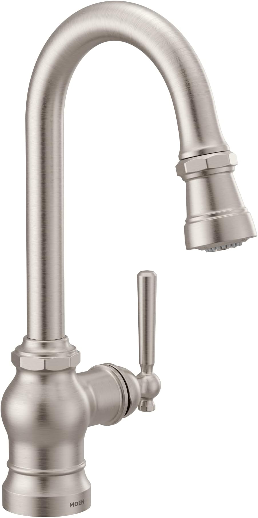 Moen S52003SRS Paterson One-Handle Pulldown Bar Faucet with Power Clean, Includes Interchangeable Handle, Spot Resist Stainless