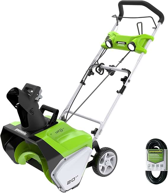 Greenworks 2600202 13 Amp 20-Inch Corded Snow Thrower With Light Kit