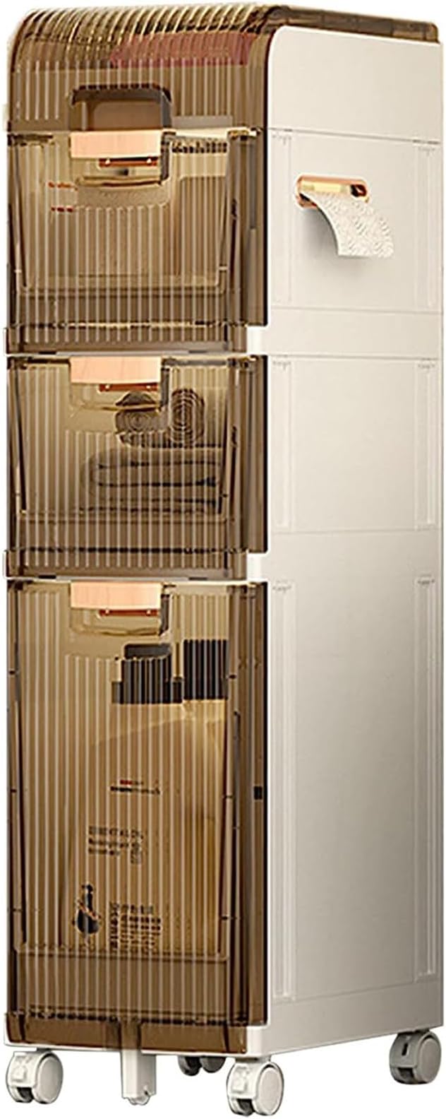 Bathroom Storage Cabinet with Wheels, Bathroom Floor Standing Display Tall Cabinet, Home Storage Furniture Organizer Unit for Office Living Room Kitchen Entryway