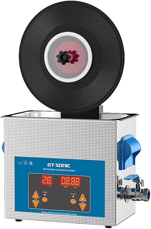 LP Vinyl Record Ultrasonic Cleaner with Records Bracket 1-5 Records Per Batch Raising Descending Auto-Drying