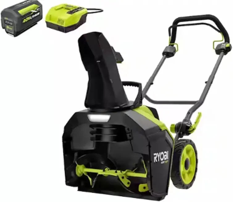 RYOBI 40V HP Brushless 18 in. Single-Stage Cordless Electric Snow Blower with 6.0 Ah Battery and Charger (Renewed)
