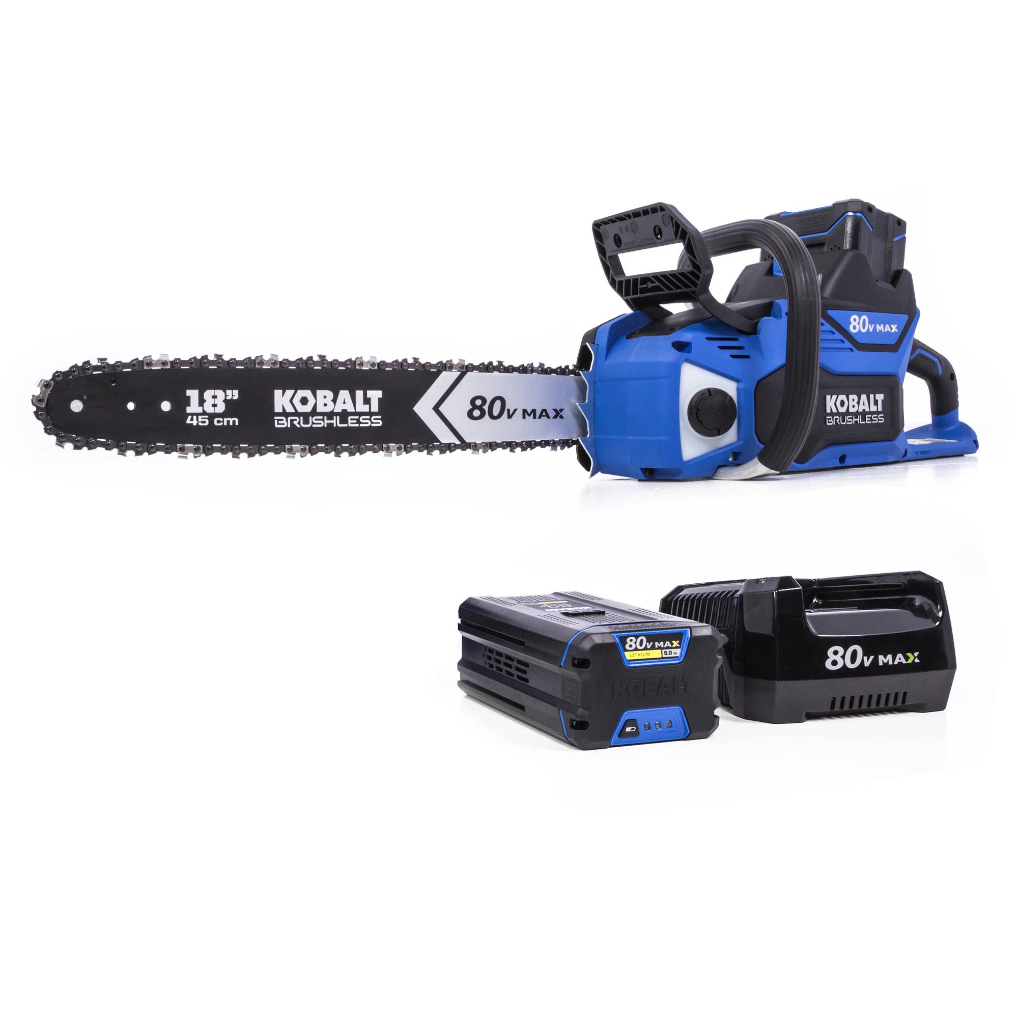 Kobalt 80-volt 18-in Brushless Battery 5 Ah Chainsaw (Battery and Charger Included)